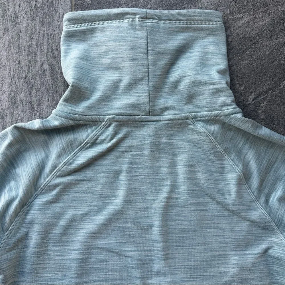 EUC Kyodan Pullover Heather Green Funnel Neck Thumbholes Zip Pockets Small - Picture 10 of 15